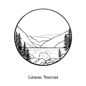 Coloring page of a lake