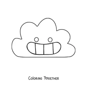 Coloring page of a large cartoon cloud smiling