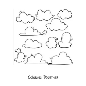 Coloring page of different clouds