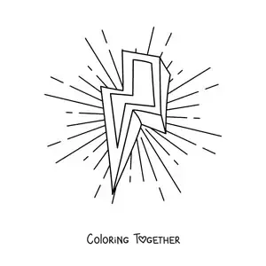 Coloring page of a lightning bolt with light