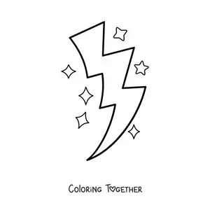 Coloring page of a large lightning bolt