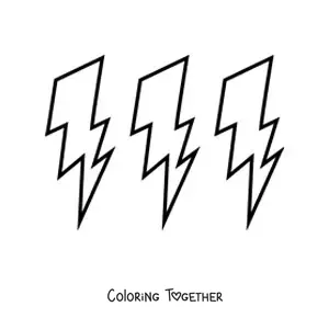 Coloring page of 3 lightning bolts