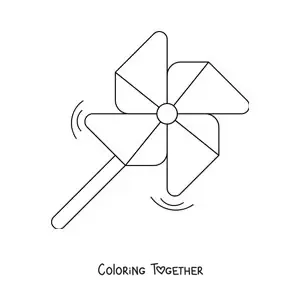 Coloring page of a pinwheel spinning