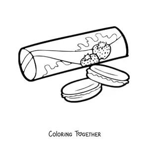 Coloring page of a package of strawberry cookies