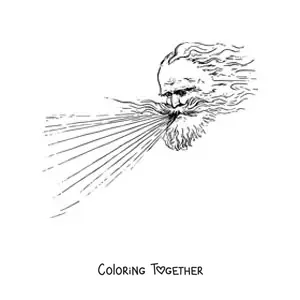 Coloring page of the god of the wind blowing
