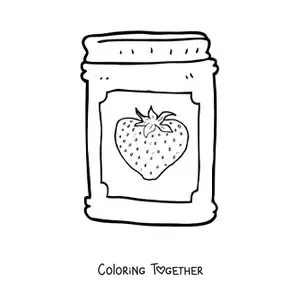 Coloring page of a jar of strawberry jam