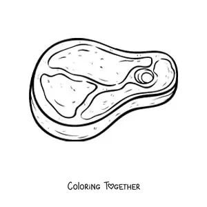 Coloring page of a raw red meat steak