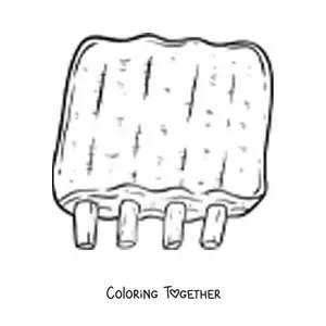 Coloring page of pork ribs