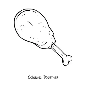 Coloring page of a chicken thigh