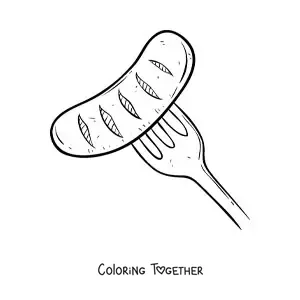Coloring page of a grilled sausage