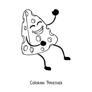 Coloring page of a cartoon chunk of cheese