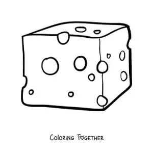 Coloring page of a cheddar-style cheese