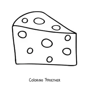 Coloring page of a piece of yellow cheese