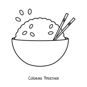 Coloring page of a plate with rice