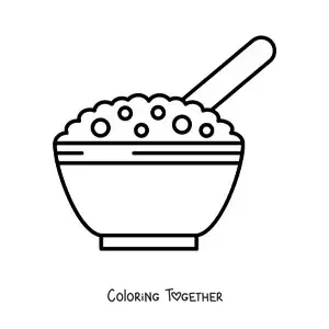 Coloring page of a bowl of cereal with milk