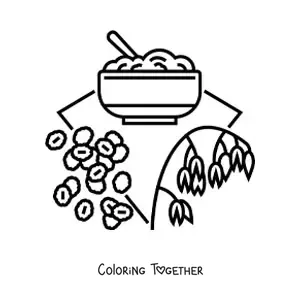 Coloring page of several types of cereals