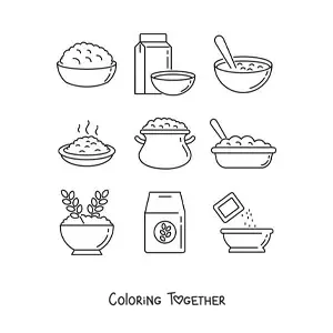 Coloring page of different ways to eat oats