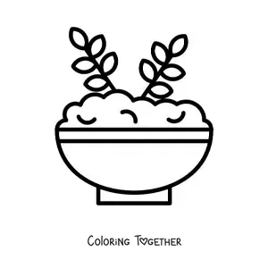 Coloring page of a bowl full of oatmeal