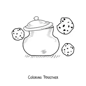 Coloring page of some chocolate chip cookies