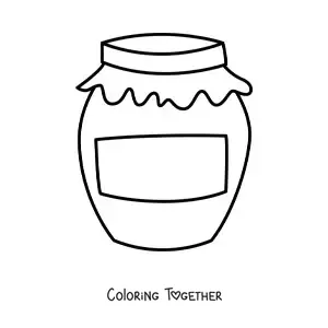 Coloring page of a jar of honey with a label