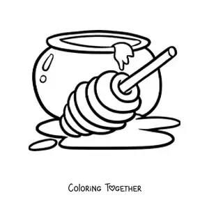 Coloring page of a container of honey