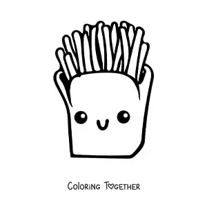 Coloring page of kawaii french fries