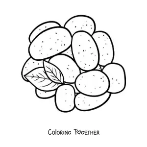 Coloring page of a pile of potatoes