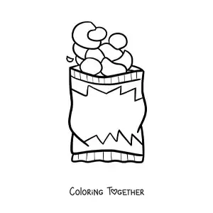 Coloring page of a bag of potato chips