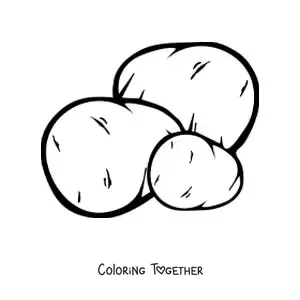Coloring page of three whole potatoes