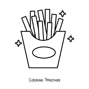 Coloring page of a serving of french fries