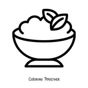 Coloring page of a plate of mashed potatoes