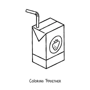 Coloring page of a container of strawberry juice