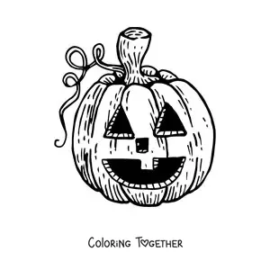 Coloring page of a pumpkin with a carved face