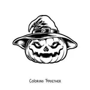 Coloring page of a scary pumpkin