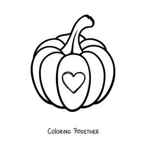 Coloring page of a pumpkin with a carved heart