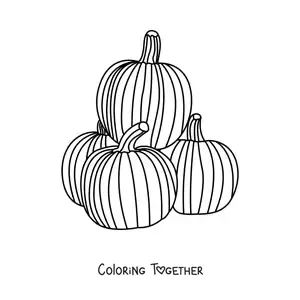 Coloring page of several small pumpkins