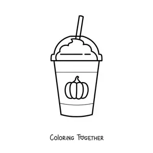 Coloring page of a cup of pumpkin spice latte