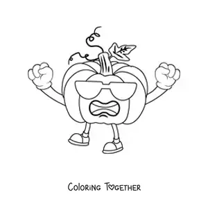 Coloring page of an animated pumpkin
