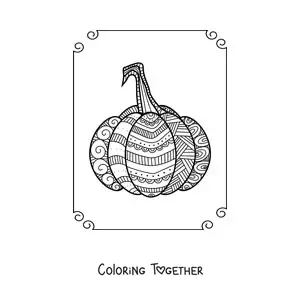 Coloring page of a pumpkin-shaped mandala