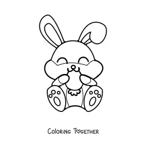 Coloring page of an animated rabbit eating a carrot
