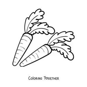 Coloring page of two carrots with leaves