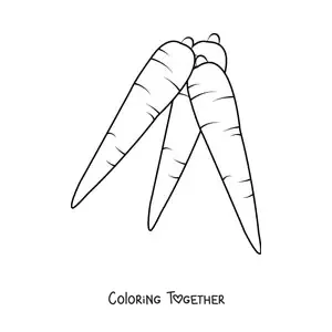 Coloring page of three carrots without leaves
