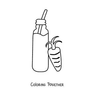 Coloring page of a bottle of carrot juice