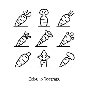 Coloring page of the types of carrots