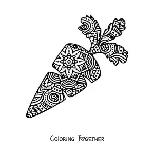 Coloring page of a carrot-shaped mandala