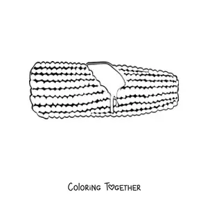 Coloring page of a corn cob with butter