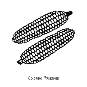 Coloring page of two corn cobs