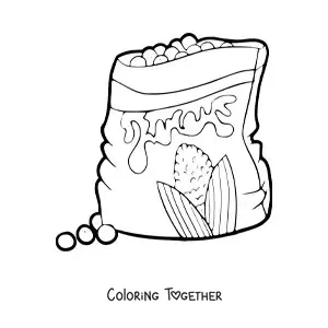 Coloring page of a bag of corn chips