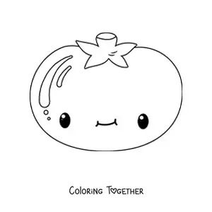 Coloring page of a kawaii tomato