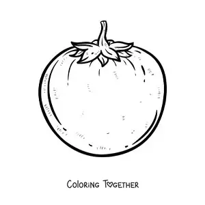 Coloring page of a realistic tomato